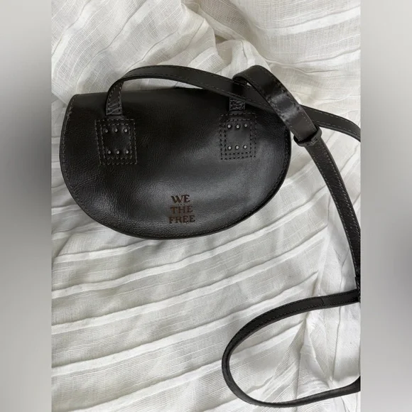 Free People We the Free Crescent Leather Crossbody • Onyx - Picture 2 of 7